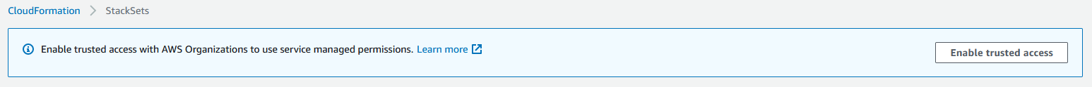 Screenshot before stacksets enabled