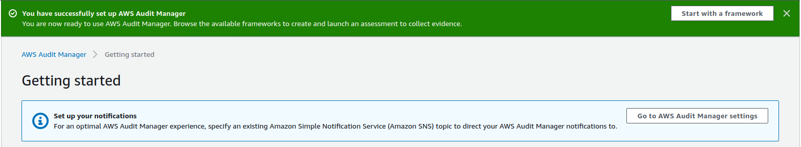 Audit Managed success message